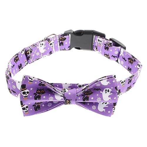 MILISTEN 4 Stück Halloween-Kragen Halloween Pet Festival Dekoration Hundefliege Halsband Festival-katzenschleifenhalsband Halloween-katzenhalsband-Fliege Baumwolle Polyester Violett von Milisten