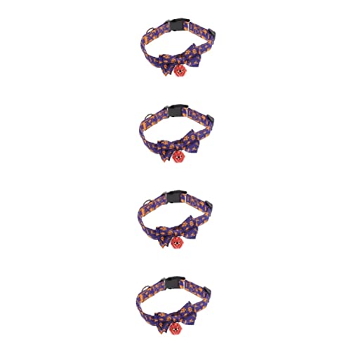 MILISTEN 4 Stück Halloween-Kragen Halloween-kätzchen-Kragen Mit Schleifenknoten Für Halloween-hundehalsband Verstellbares Haustierhalsband Katze Krawatten Violett Polyester von Milisten