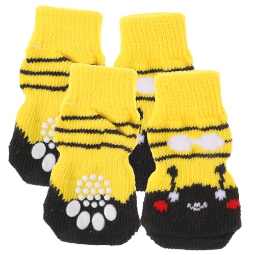 Milisten 4 Stück Haustier Socken Pfote Haustiersocken Tragbare Hundesocken Socken Für Hund Abriebfeste Hundesocken Kompakte Baumwollsocken Atmungsaktive Baumwollsocken Yellow Baumwolle von Milisten