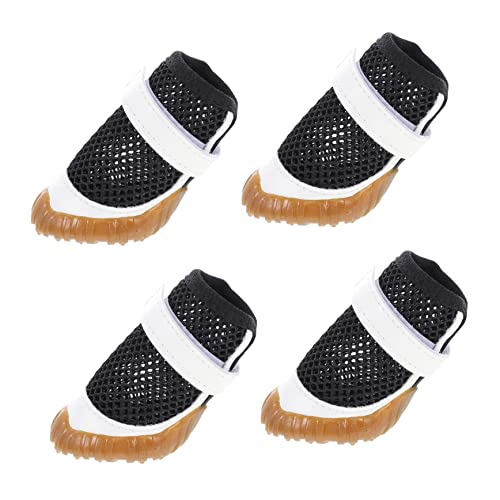 Milisten 4 Stück Haustierschuhe Mesh-Sneaker für Hunde Chihuahua-Stiefel sommerliche hundeschuhe Welpen Sommer Paws pfotenschutz hundegeschenk Mesh-Hundestiefel Hundepfotenschutz PVC Black von Milisten