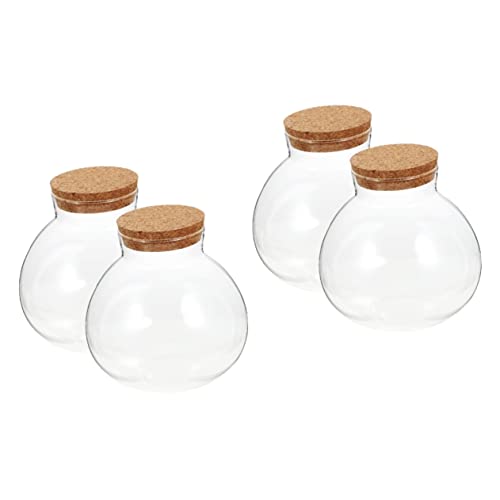 MILISTEN 4 Stück Ökologische Mikrolandschaftsflasche Winzige Ökologische Vase Stopper Großes Rundes Terrarium Luft Mini Zubehör Für Terrarien Aquarium Wasser Terrakotta Transparent Kork von Milisten