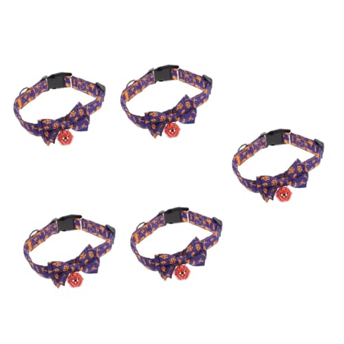 Milisten 5St Halloween-Kragen Kleine Hundehalsbänder Kürbis- Halloween Theme Halloween Costume Haustier dekoratives Katzenhalsband verstellbares Katzenhalsband Polyester Violett von Milisten