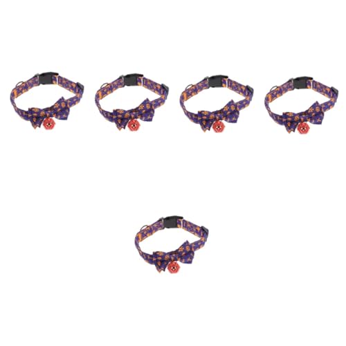 MILISTEN 5St Halloween-Kragen kleines Welpenhalsband Halloween Fliege Kragen Halloween Theme Halloween Costume Haustier Halloween-Kätzchen-Kragen Festival Pet Bow Halsband Polyester Violett von Milisten