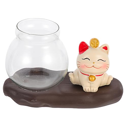 MILISTEN Lucky Cat Hydroponik Maneki Neko Figur Pflanzenterrarium Saftiger Pflanzentopf Pflanzenhalter Reichtum Dekoration Anziehen Pflanztöpfe Für Zimmerpflanzen Zimmerpflanzentöpfe Glas von Milisten