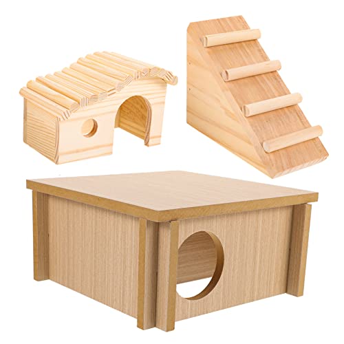 Milisten 1 Set Plattform Hundetor Trauriger Rattenkäfig Mäusesieb Hasenspielzeug Häuser Heu Laufkletterspielzeug Igelrad Hamster Minikäfig Frettchen Sand Tierkäfig Holz von Milisten