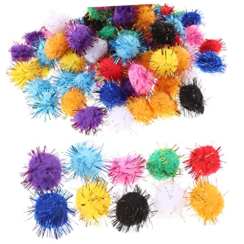 Milisten 100St Pompons basteln glitzernde Flauschige Kugeln Pompons zum Basteln Katzenspielzeug für Kinder Flauschiges katzenspielzeug Katzen Spielzeug cat Toys Flauschige Dekorationen von Milisten