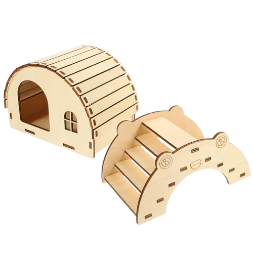 Milisten 2St Hamster Holzhaus DIY zusammengebautes Spielzeug Kleintier Lebensraum Dekoration Hamster brücke hamsterzubehör Hamsterversteck und Brücke Hamsterversteck aus Holz Spielzeuge von Milisten