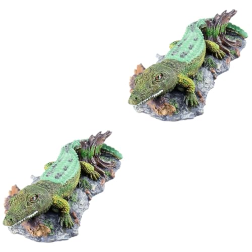 Milisten 2St Aquarium-Alligator-Ornament Harz-Krokodil-Dekor Unterwasser-Krokodil-Schmuck Luftblasen Dekoration Aquarium Modelle Aquarium-Krokodilstatue künstliche Krokodildekoration Tier von Milisten