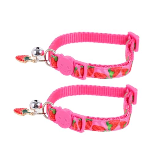 Milisten 2St Obsthalsband für Haustiere Katzenhalsband in leuchtenden Farben Glocke Hundehalsband weihnachtsek cat Clothing schöner Kleiner Kragen Katzenhalsband mit Erdbeerdruck Polyester von Milisten