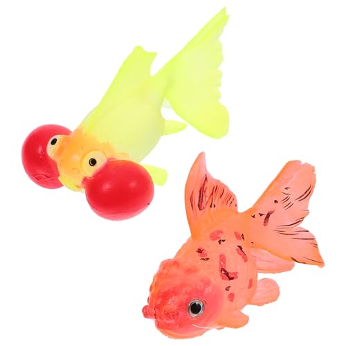 Milisten 2st Leuchtendes Simuliertes Gold Groß Aquarium- Auto Futterspender Luft Tank Leuchtendes Aquariendekor Desktop-fischdekor Fisch Figur Schöne Fischfigur Kieselgel von Milisten