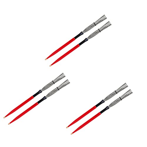 Milisten 3 Paar Stahl Clean Red Carbon Stick Drums Handle Sticks Special for Brush Drum Jazz Portable Holzdrahtbürsten von Milisten