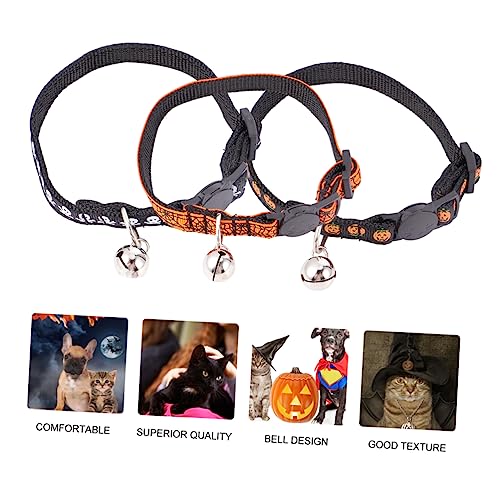 Milisten 3St Halloween- für Haustiere Kätzchenhalsband mit Glöckchen verstellbare für Katze katzenhalsband Glockenhalsband für Haustiere Tuch von Milisten