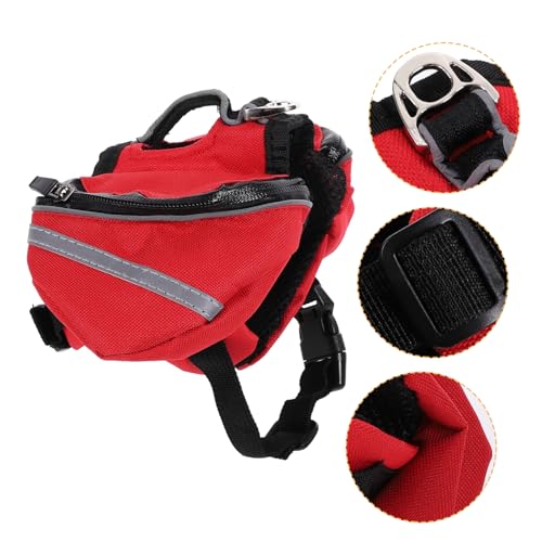 Milisten 3St Camping Rucksack für Hunde Reisen Hundegeschirr zum Wandern Hundegeschirre Hunderucksack Hund satteltasche Golden Retriever Hunde Rucksack Tasche aus Gurt rot von Milisten