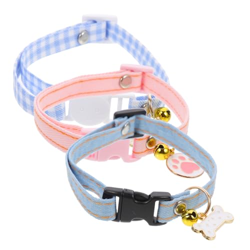 Milisten 3St Katzenhalsband Kitten Haustierhalsband Kragen Glocken für Katzenhalsbänder Tragbares Kätzchenhalsband Katze hundehalsband Baumwolle Polyester von Milisten