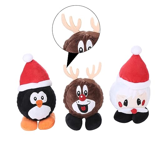 Milisten 3pcs Christmas Themed Bissbeständige Kinderkrankheiten Pet Baub Ball Dog Plüschkugel von Milisten