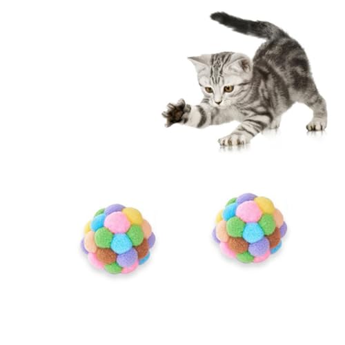 Milisten Rainbow Pet Kauspielzeug 3er Set 7cm Katzenspielzeug Bälle Basteln Flauschige Bälle für Katzen von Milisten