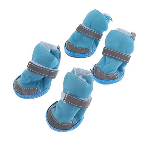 Milisten 4 Stück Haustierschuhe Hundeschuhe Outdoor-Schuhe rutschfeste Schuhe Für Kleine Haustiere Haustier Verdickte Schuhe Welpenschuhe Warme Winterschuhe Sherpa Sky-Blue von Milisten