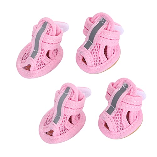 Milisten 4 Stück Hundeschuhe Hunde Schuhe Dog Shoes Schuhe für Hunde Blaue Hundesandalen Spender atmungsaktive Schuhe Hundestiefel klein sockenschuhe Haustierschuhe Haustier-Sandale Rosa von Milisten