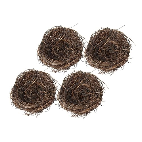 Milisten 4 Stück Rattan Vogelnest Wellensittich Nest Rattan Nester Rattan Hängeornamente Tauben Mini Vogelhaus Kits Kaninchenstall Vogelnest Basteln Vogelspielzeug Vögel von Milisten