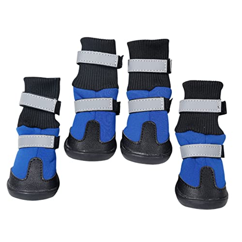 Milisten 4 Stück Schneestiefel für Haustiere hundeschuhe Dog Shoes Outdoor-Haustierschuhe Lange Hundestiefel Schneeschuhe für Haustiere warme Winterschuhe reflektierende Bänder Blue von Milisten