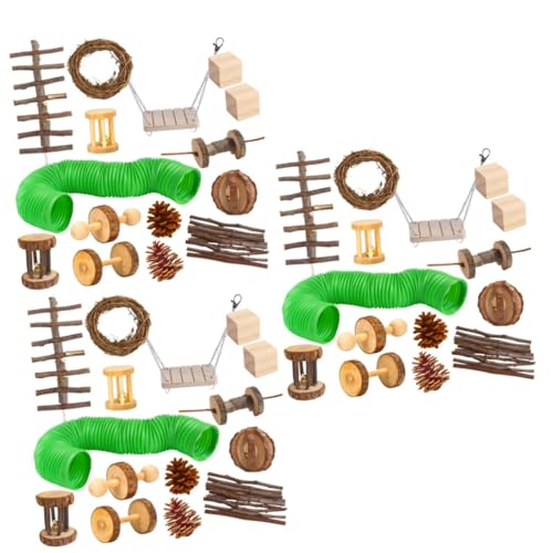 Milisten 45 Pcs Hamster Haustier Holz Spielzeug Set Sichere Natürliche Material Multi-funktionale Hamster von Milisten