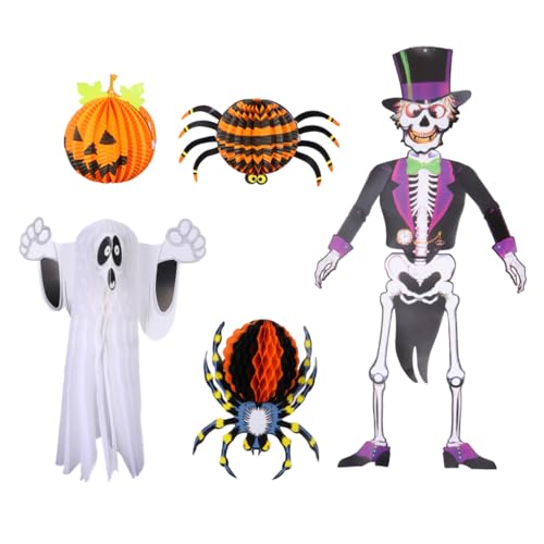 Milisten 5 Stück Halloween Kürbis Dekor Japanische Deko Party Geist Japanische Halloween Papierlampe Spinne Spinne von Milisten