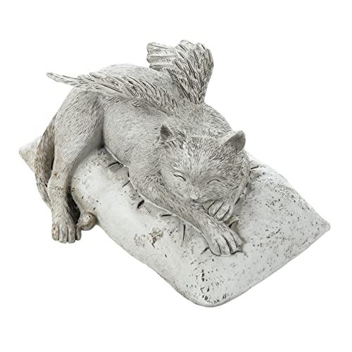 Milisten Engel Katze Ornamente Engelskatzenfiguren Katze mit Gedenkkatzenengel Kätzchengeschenke Katzen-Denkmal katzenangel Katzen Angel Gartendenkmal aus Stein Katzen-Gedenk-Engel Harz von Milisten