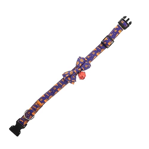 Milisten Halloween-Kragen Katzen-Hals- kleines Welpenhalsband Kätzchen Hund Halloween Theme Halloween Costume Haustier Welpen Halsketten entzückendes Katzenhalsband Polyester Violett von Milisten