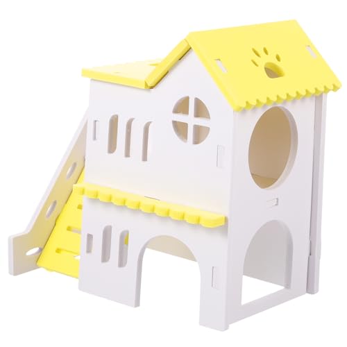 Milisten Hamstervilla Hamsterversteck Häuser Hamsterfutter Frettchen Träger Käfig Bettenhaus Für Meerschweinchen Hamstersand Meerschweinchen Schloss Meerschweinchenhaus Plüsch Yellow PVC von Milisten