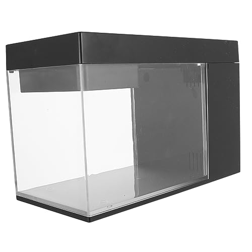 Milisten Ökologisches Aquarium Miniatur Fischbecken Mit Sieb Fisch-led Tank Deckel Künstlich Automatisch Panzer Aquarium Mit Standschrank Aquarium Fischbecken Qualle Ornamente Acryl Black von Milisten