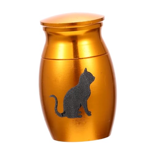 Milisten Urne Katzenspielzeug Katzenbrunnen Katzen-Denkmal Haustierasche-Souvenir Katzenbehandlung Haustiergedenkbox Haustiergedenkobjekt Katzen-Gedenkgeschenke Rostfreier Stahl Golden von Milisten