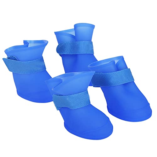 Milltrip 4pcs Silikon -Hundestiefel - Anti -Rutsch -Regenschuhe für Hunde, Niedliche und Schützende Pfotenschuhe für Alle Jahreszeiten, für Gehen, Wandern und Partys (Blau) von Milltrip