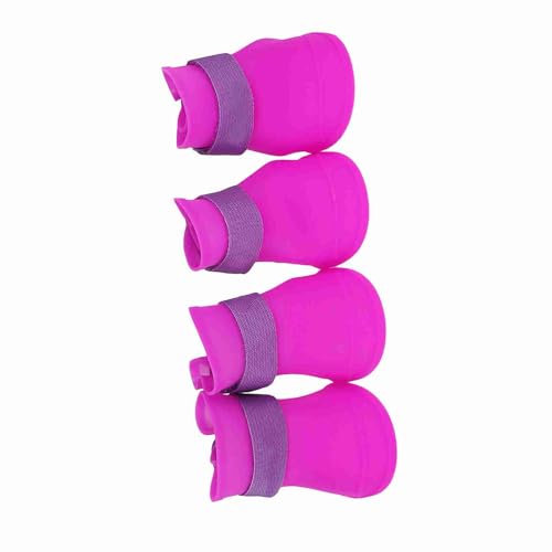 Milltrip 4pcs Silikon -Hundestiefel - Anti -Rutsch -Regenschuhe für Hunde, Niedliche und Schützende Pfotenschuhe für Alle Jahreszeiten, für Gehen, Wandern und Partys (L Lila) von Milltrip