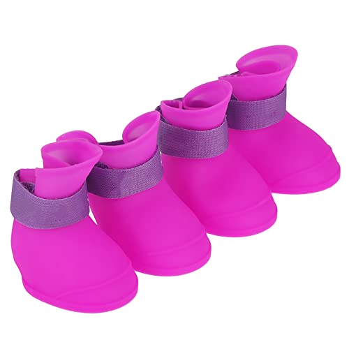 Milltrip 4pcs Silikon -Hundestiefel - Anti -Rutsch -Regenschuhe für Hunde, Niedliche und Schützende Pfotenschuhe für Alle Jahreszeiten, für Gehen, Wandern und Partys (XL Lila) von Milltrip