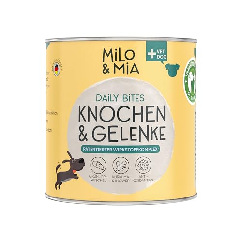 Milo & Mia - Gelenksnack für Hunde - hohe Wirkung garantiert durch patentierten Wirkstoff-Komplex - Leckerlis für Hunde mit Glucosamin, Chondrotin und Grünlippmuschel, Ingwer & Kurkuma (300g) von Milo & Mia