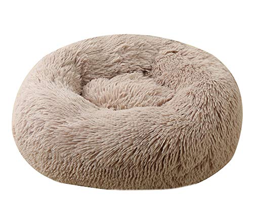 Milopon Haustierbett für Katzen und Hunde Katzenbett Rundes Plüsch Flauschig Hundebett Hundesofa Donut Weich Waschbar Katzensofa Größe und Farbe Optional (Durchmesser 40cm, Hellbraun) von Milopon