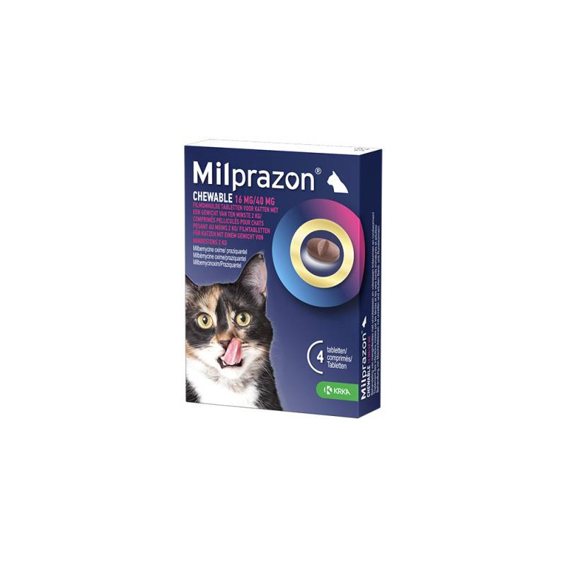 Milprazon Chewable Entwurmungstabletten große Katze (16 mg/ 40 mg) 2 Tabletten von Milprazon