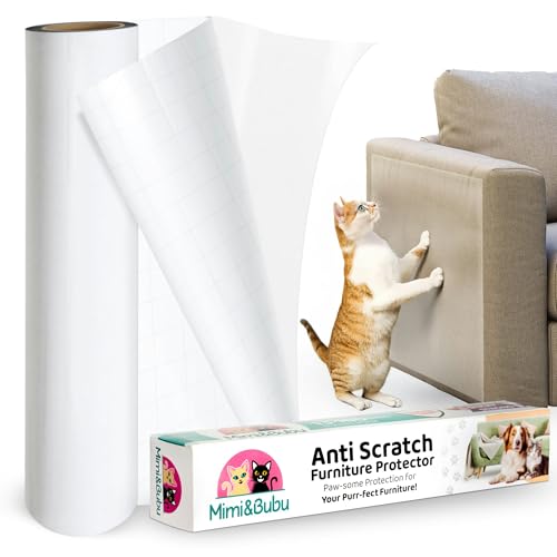 Mimi&Bubu [0,2 mm extra dick BPA-frei] Anti-Kratz-Möbelschutz, einseitig klebriger Couchschutz für Katzen und Hunde, Couch Eckenschutz vor Krallen, Katzenkratzabschreckungsband (406,4 x 33 cm) von Mimi&Bubu