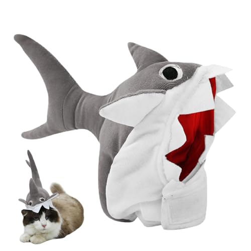 Adjustable Plush Shark Hat, Cute Kitten Puppy Shark Cosplay Headpiece, Funny Pet Shark Headgear For Holiday Theme Party, Pet Kostüm For Dress Up Events, Adjustable Pet Shark Headgear von Mimoqk