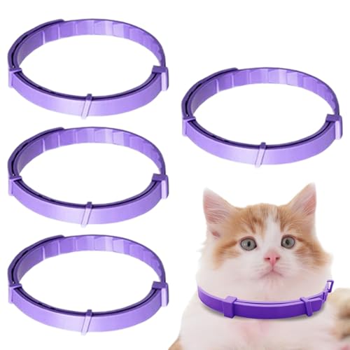 Beruhigendes Halsband für Haustiere | verstellbares Katzenhalsband | entspannendes Katzenhalsband | 4 entspannende Halsbänder | Effektives Anti-Stress-Halsband für Kätzchen, Trennhalsbänder von Mimoqk