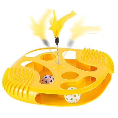 Cat Track Toy, Interactive Play Tray with Exercise Balls, Hollowed Sensory Toys Featuring Teasing Feather for Mental Stimulation, Active Play and Exercise for Cats von Mimoqk