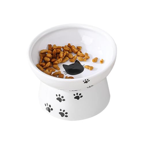 Elevated Ceramic Cat Bowls, Wide Water Feeding Dish, Raised Cat and Dog Bowl, Avoid Sliding and Anti-Slip Design for Comfortable Feeding, 6.06x6.06x4.17 Inches von Mimoqk