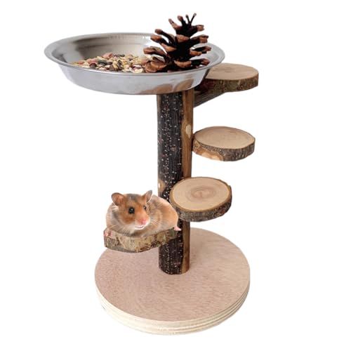 Hamster Cage, Wooden Climbing Toy Animals, Feeding Station with Stainless Steel Bowl for Gerbil, Chinchilla, Squirrel, Pet Play and Exercise Accessory, 9.06x5.51x5.51 inches Hamster Cage, Wooden Climbing Toy Animals, Feeding Station with Stainless Steel Bowl for Gerbil, Chinchilla, Squirrel, Pet Play and Exercise Accessory, 9.06x5.51x5.51 inches von Mimoqk