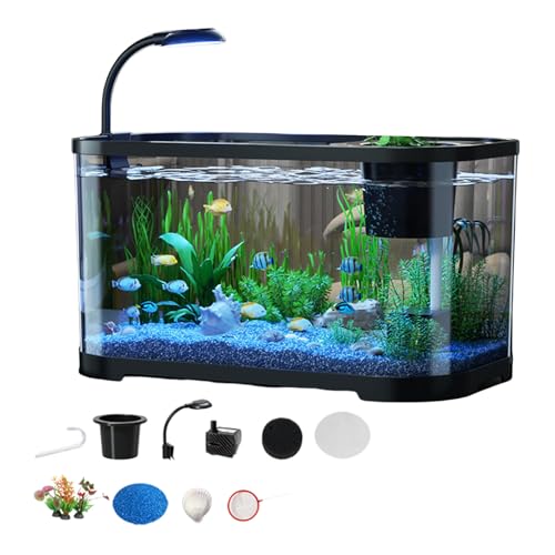 Kleines Aquarium-Set, Betta Fish Tank, 29 x 17,8 x 7,48 cm, klare Desktop-Tanks, Silent Fish Bowl für Turtles Aquatic Animals + Schwarz, Heimdekoration Kleines Aquarium-Set, Betta Fish Tank, 29 x 17,8 x 7,48 cm, klare Desktop-Tanks, Silent Fish Bowl für Turtles Aquatic Animals + Schwarz, Heimdekoration von Mimoqk