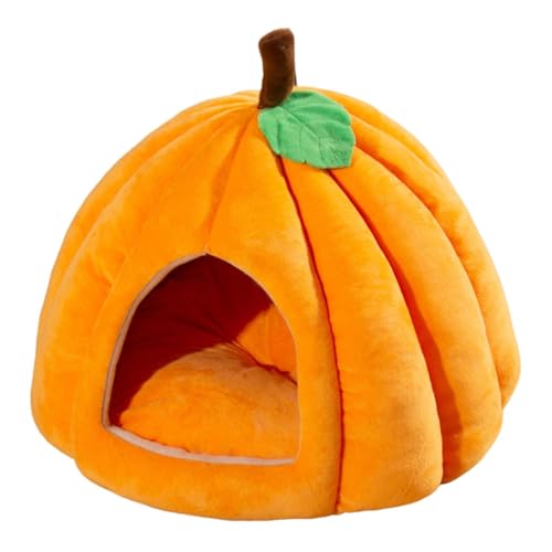 Kürbisbett für Katzen | Halloween-Katzenhaus | Halloween- -Katzenhaus | atmungsaktiver Samt und PP-Baumwolle für mehr Komfort und geschlossen mit Eingang von Mimoqk