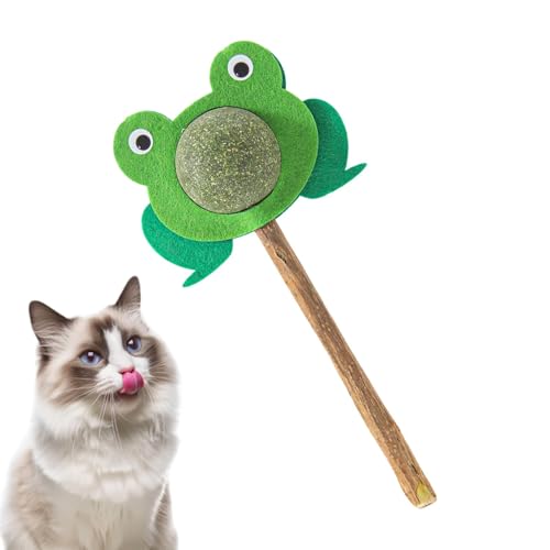 Mimoqk Catnip Spielzeug für drinnen und draußen, Cartoon-Frog Cat Stick Toy, Kitten Spielzeug zum Spielen, Katzenspielzeug zum Käumen, interaktives Katzenspielzeug für Aggressive Chewers, von Mimoqk