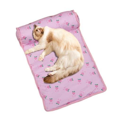 Mimoqk Cooling Dog Bed, Foldable Pet Cooling Mat, Washable Kitten Ice Pad, Breathable Puppy Cushion, Portable Blanket with Pillow, Sturdy, Easy to Clean von Mimoqk