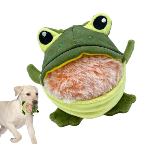 Mimoqk Dog Squeaky Toys, Pet Interactive Chew Toy, Frog Design with Removable Squeaker, Plush for Indoor Playing, Self-Entertaining Puppy Supplies and More von Mimoqk