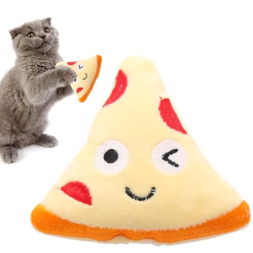 Mimoqk Katze Pizza Party Plüschtier | Kreatives Katzenspielzeug für Hauskatzen, Katzenminze - Beruhigendes Kauspielzeug für Katzen, langlebiges Katzenspielzeug für aktive Katzen, energieverbrauchend, von Mimoqk