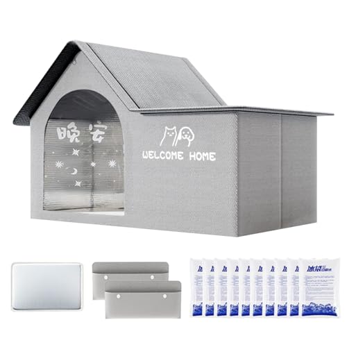 Mimoqk Katzenhaus für den Innenbereich, Kühlung, faltbar, für Hunde, mit Eiswürfeltasche, leicht, für warmes Wetter, Bissschutz, für drinnen und draußen, Balkon, Terrasse Mimoqk Katzenhaus für den Innenbereich, Kühlung, faltbar, für Hunde, mit Eiswürfeltasche, leicht, für warmes Wetter, Bissschutz, für drinnen und draußen, Balkon, Terrasse von Mimoqk